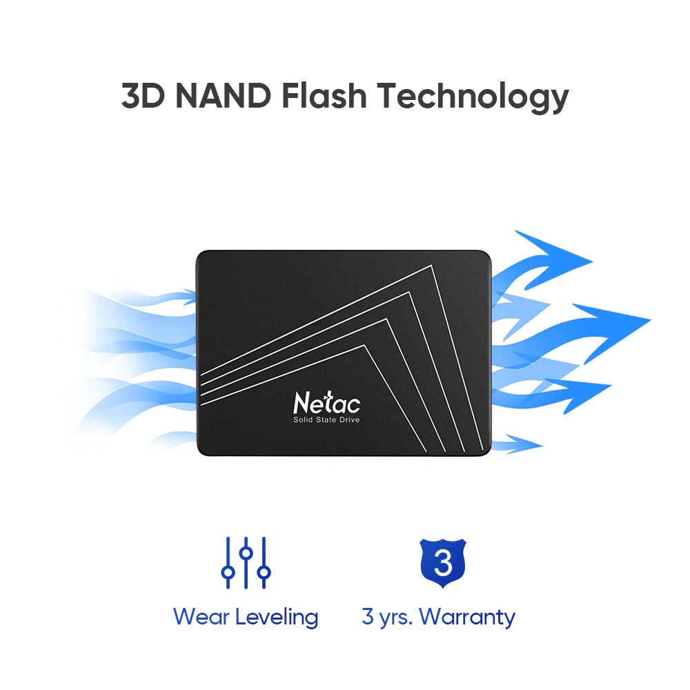 SSD Netac STA 2.5" N530S SATA3 128Gb 256Gb 512Gb 1Tb. Đọc tuần tự max: 560 MB/s