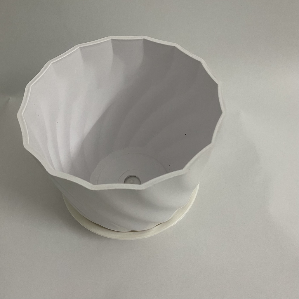 Chậu nhựa xoắn ốc trồng hoa sen đá mini kèm đĩa để bàn cực xinh