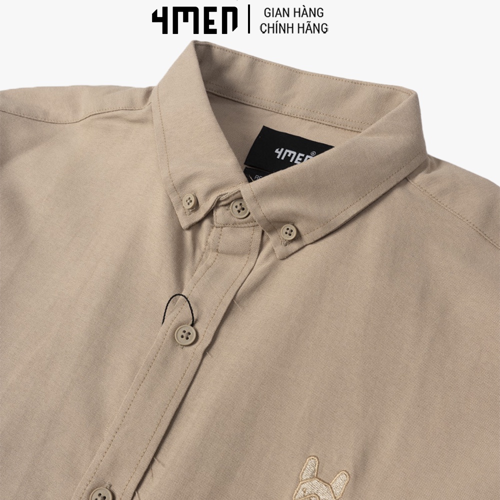 Áo Sơ Mi Nam Dài Tay Regular Icon Dog 4MEN SM106 thêu nổi ấn tượng, vải sợi tổng hợp thấm mồ hôi, mềm mại