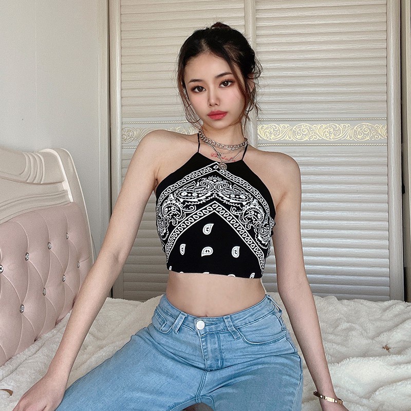 Yếm thổ cẩm 2 dây bún đan chéo lưng Croptop nữ có giãn 4 chiều tôn dáng đi chơi đi biển đều đẹp MANZAKIA | BigBuy360 - bigbuy360.vn