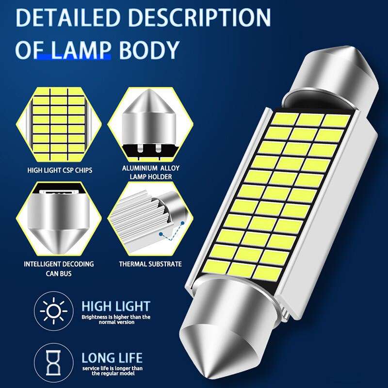 Đèn LED 31mm 36mm 41mm 3014 SMD C5W C10W Siêu Sáng Cho Xe Hơi