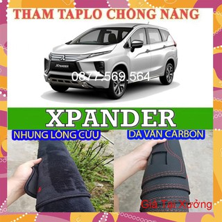 Thảm taplo xpander-xpander cross --da vân carbon-nhung lông cừu