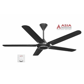 Quạt trần 5 cánh cao cấp Asia đen động cơ mạnh mẽ lưu lượng gió mạnh 230m3/phút với 5cấp độ gió