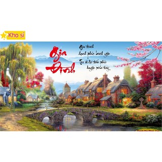 Tranh đính đá chữ gia đình Gia đình hạnh phúc Vs042 (110x61cm) [KHO SỈ] Tranh chất lượng cao