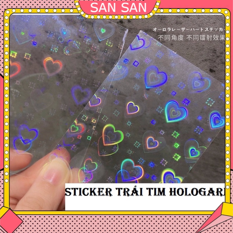 Sticker trái tim hologarm trang trí móng