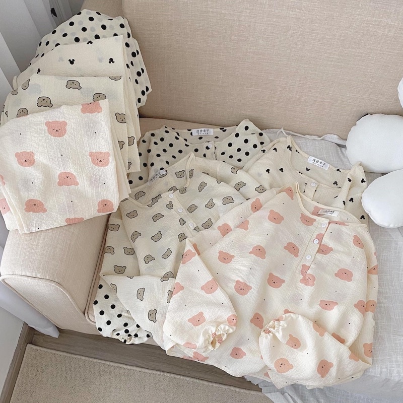 Bộ Ngủ Thu Đông Chất Đũi Xốp Cute