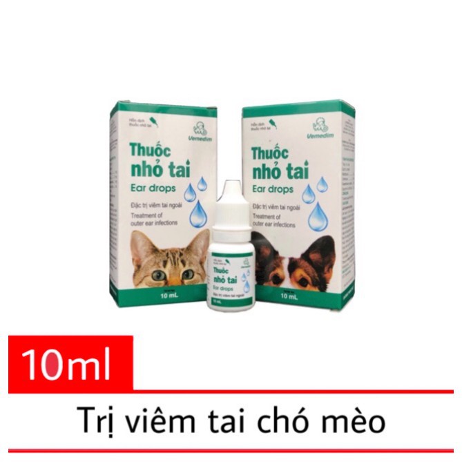 THUỐC NHỎ TAI - ĐẶC TRỊ VIÊM TAI CHÓ MÈO - VEMEDIM - 10ML