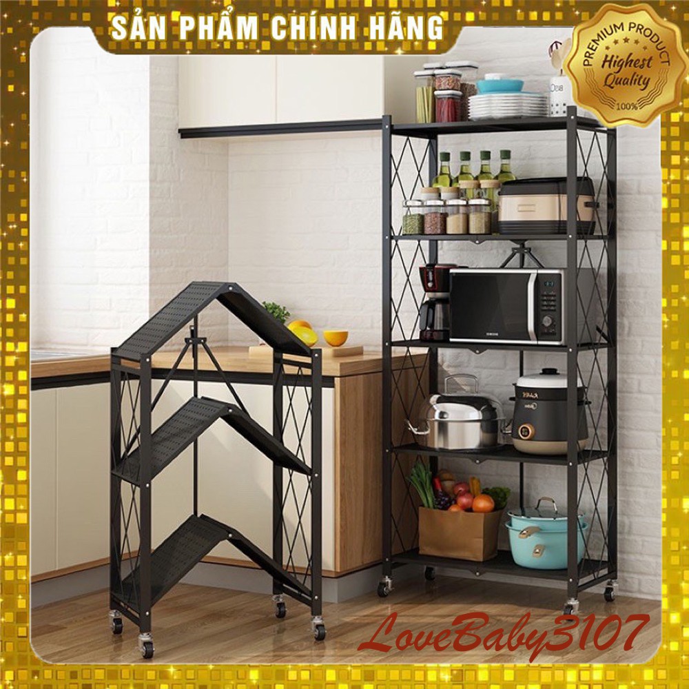 KỆ ĐỂ ĐỒ GẤP GỌN 3-4-5 tầng đa năng có bánh xe xoay 360 độ,BẢN NÂNG CẤP thép chống rỉ, SƠN TĨNH ĐIỆN 5 lớp xịn