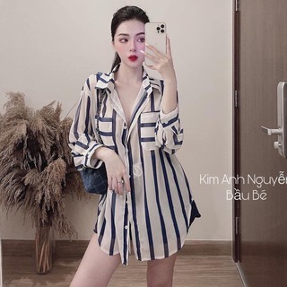 Set áo sơ mi kẻ von lụa túi ngực mix quần sooc đùi xinh xắn - HY08
