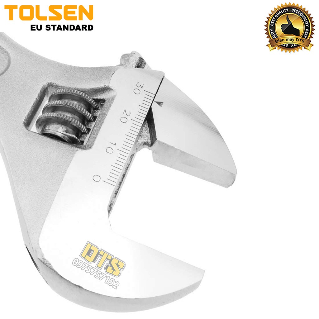 Bộ 3 mỏ lết xi trắng TOLSEN 6 inch, 8 inch, 10 inch (Miệng mở rộng 0 - 19, 24, 30mm) - Tiêu chuẩn xuất khẩu Châu Âu
