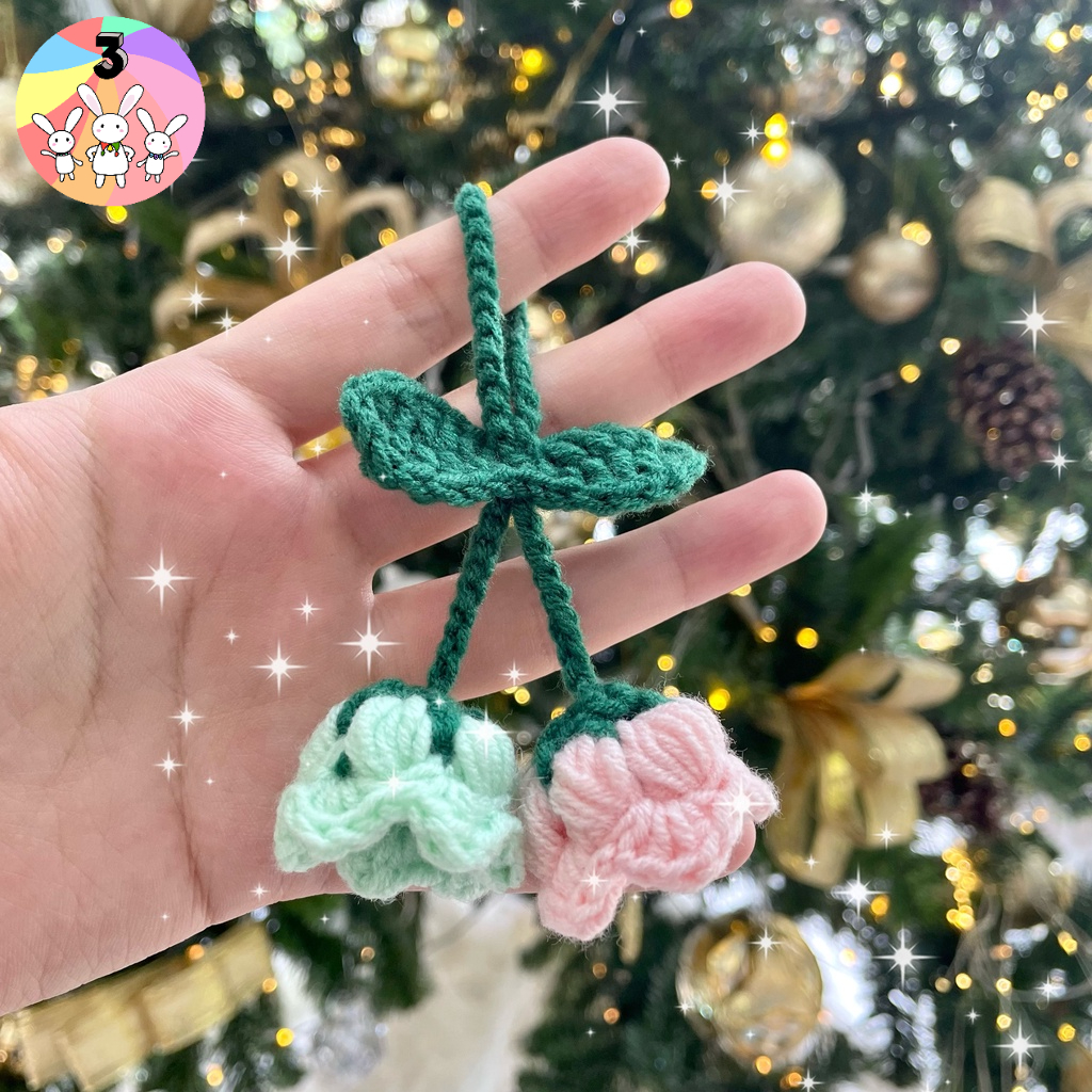 Móc khóa len hoa linh lan hoa chuông nhiều màu
