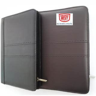 Sổ bìa da KLONG cao cấp A5 200tr kẹp còng khóa kéo KL354