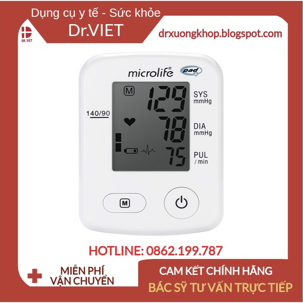 Máy Đo Huyết Áp Bắp tay Microlife A2 CLASSIC-Thiết kế nhỏ gọn,chính xác hơn với khả năng cảnh báo sớm rối loạn tim mạch