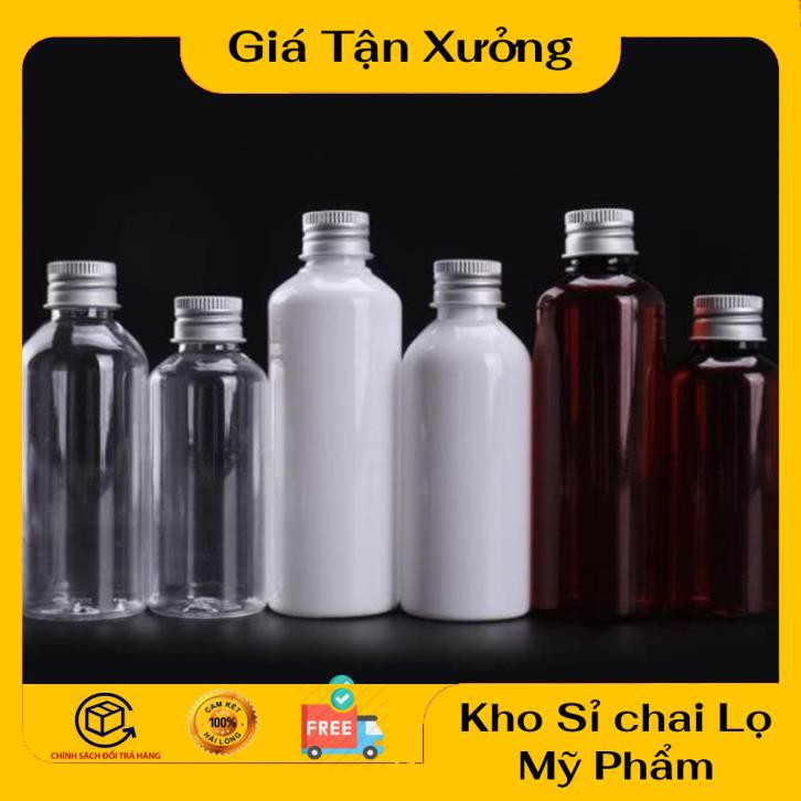 Chai Chiết Mĩ Phẩm ❤ TRÙM SỈ ❤ Chai nhựa pet nắp vặn nhôm trắng sữa 20ml,30ml,50ml,100ml, phụ kiện du lịch