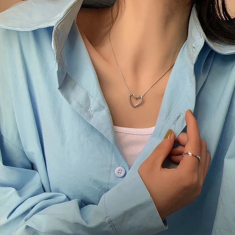 Vòng cổ Choker Mặt Hình Trái Tim Đơn Giản Phong Cách Hàn Quốc Cho Nữ
