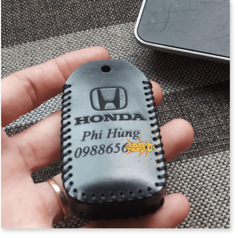 Bao Da Chìa Khóa Ôtô Honda CRV, City, Civic (3nút) Da Bò Nhập Khẩu ITALIA, Khắc Tên + Số ĐT Chủ Xe