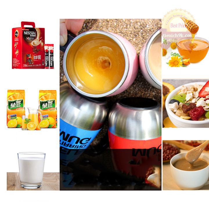 Bình cốc giữ nhiệt 450ml tự khoáy khuấy pha cafe cà phê thông minh cao cấp