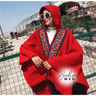 Áo choàng poncho đỏ