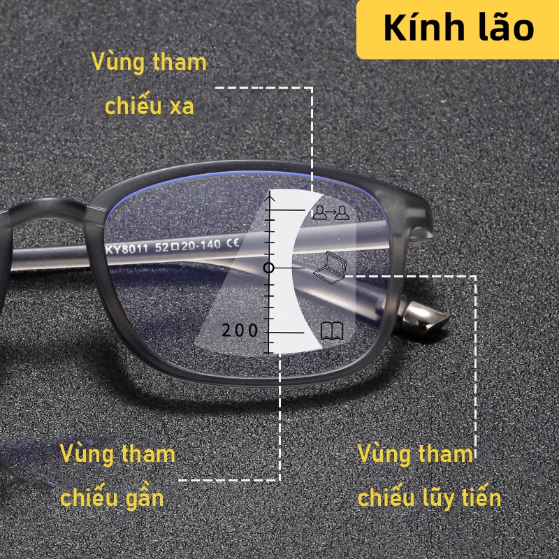 Kính viễn thị đọc báo, tròng TR90, nhìn xa gần, gọng vuông bầu, thay đổi độ linh hoạt phù hợp góc nhìn 3 màu Y8012