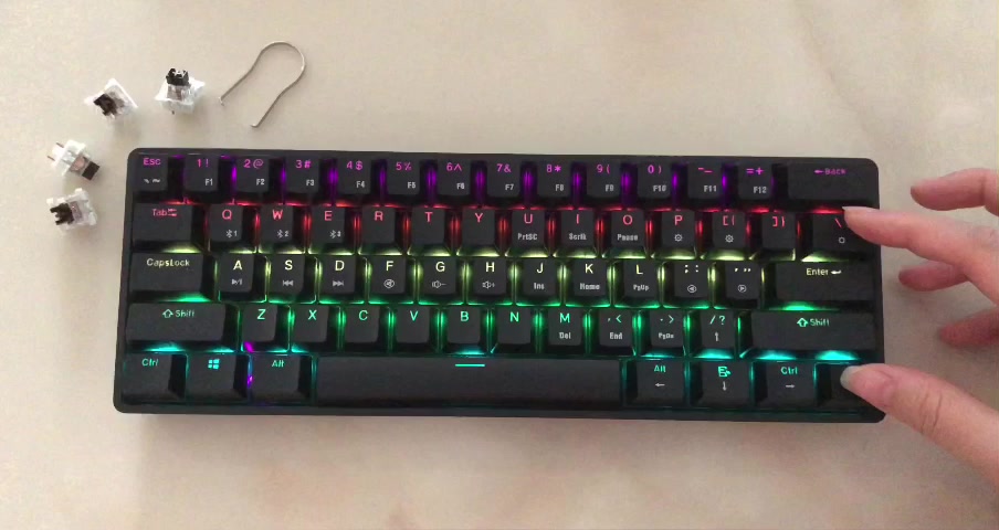 [Hotswap, Bluetooth, Brown/RED Switch] Bàn phím cơ A61 tặng 4 switch, led RGB không dây dùng Mac, laptop, Ipad, mobile | BigBuy360 - bigbuy360.vn