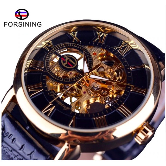 Đồng Hồ Cơ Nam Lộ Máy Forsining Dây Da Cao Cấp Fullbox