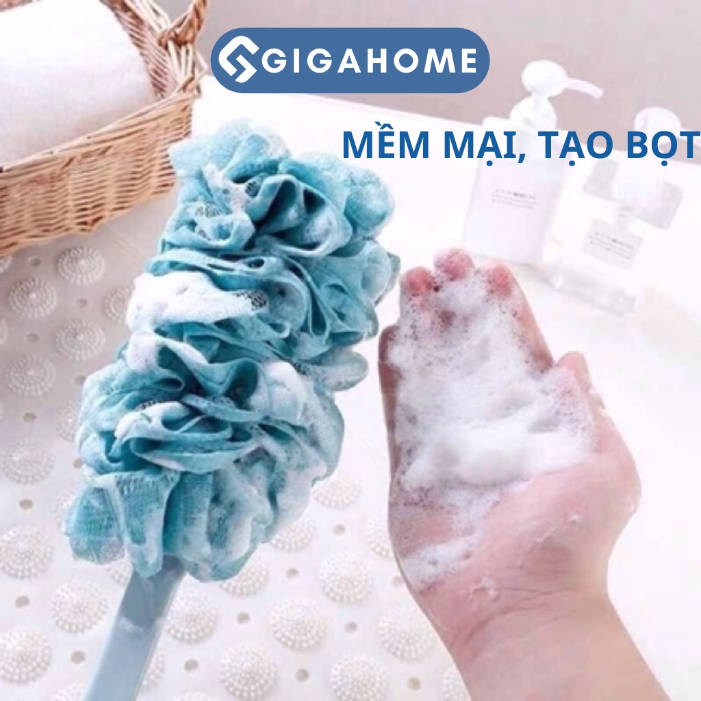 Cây Bông Tắm Chà Lưng Cán Dài GIGAHOME Tạo Bọt, Tẩy Da Chết Tiện Lợi 5009