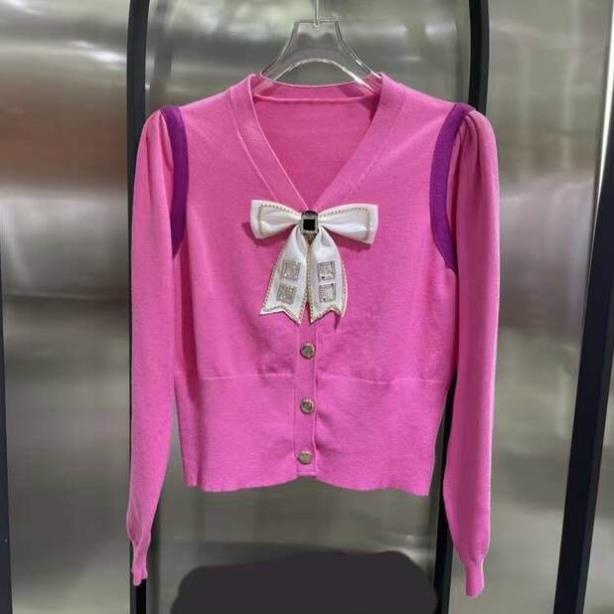 Áo khoác len cardigan cổ nơ cài nút cao cấp - LCT06250 -