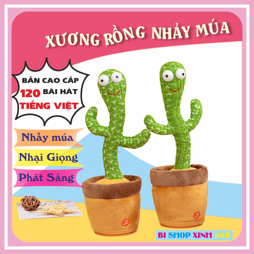 [HÀNG CHUẨN L1-TIẾNG VIỆT-CÓ ĐÈN NHÁY] Cây Xương Rồng Nhảy Múa 120 Bài Hát Biết Nói Nhại Giọng