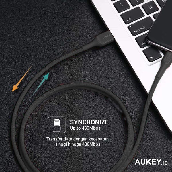 Aukey Cable Cb-Akl2 Black Mfi Usb A To Lightning Kevlar 2m - 500422