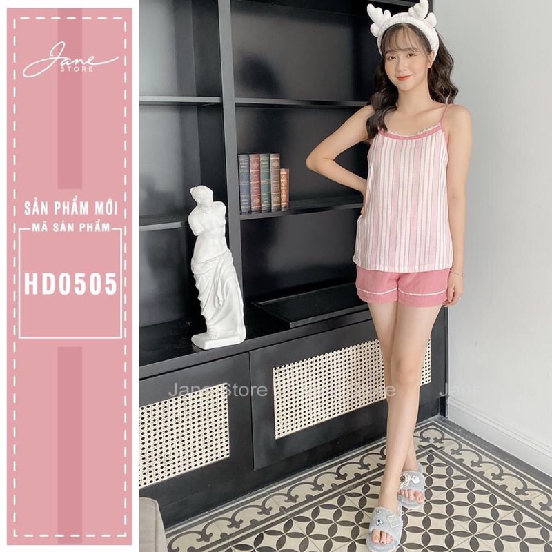 [HÀNG SẴN]:Set bộ mặc nhà hai dây hoạ tiết sọc