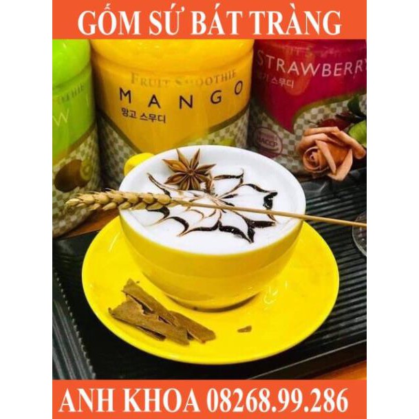 Bộ tách capuchino gốm Bát Tràng - Gốm sứ Bát Tràng Anh Khoa