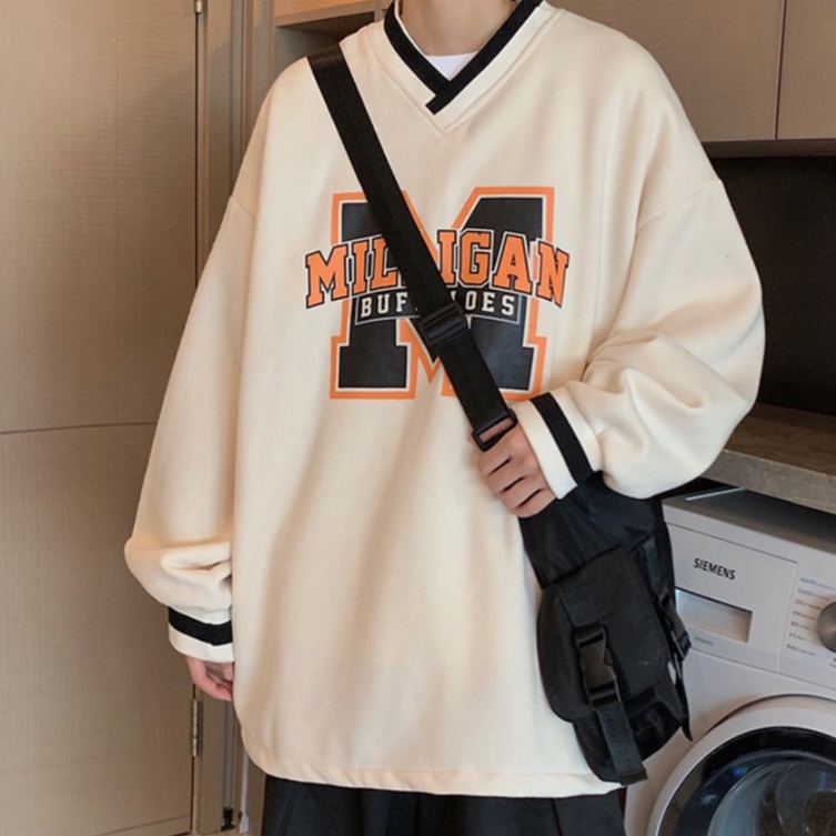 v neck sweater hàn quốc unisex áo len thời trang áo dài tay áo sweater form rộng tiếng Nhật áo sweater nỉ fashion áo nỉ sweater nữ