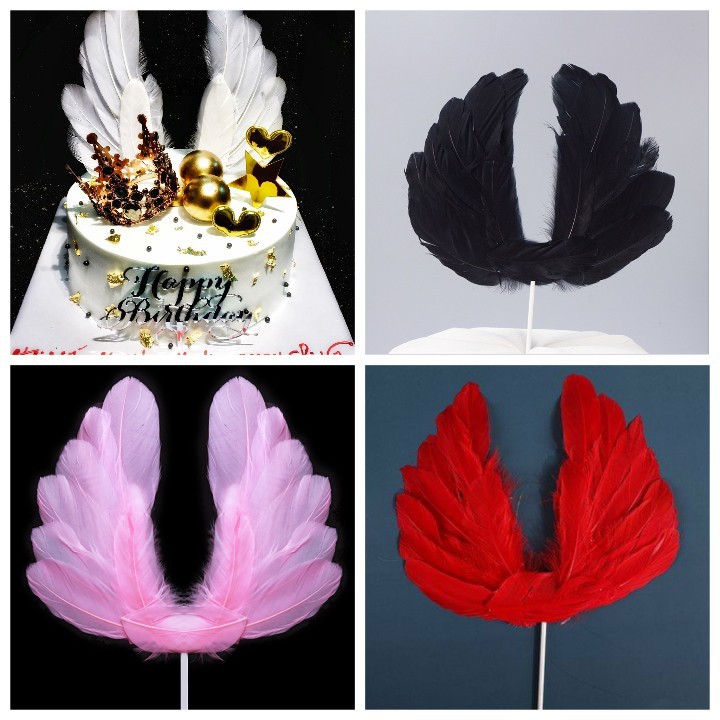 topper cắm bánh kem [FREESHIP] cánh thiên thần lông vũ