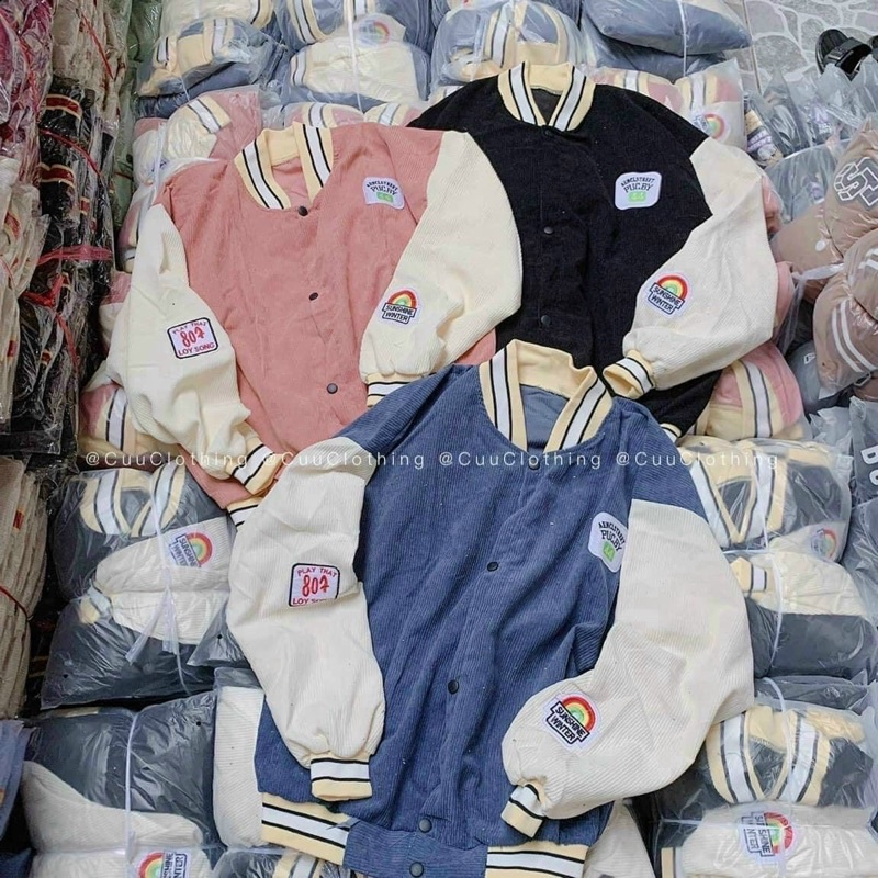 Áo khoác bomber nhung tăm cầu vồng - KÈM HÌNH- TA ALOHASHOP91