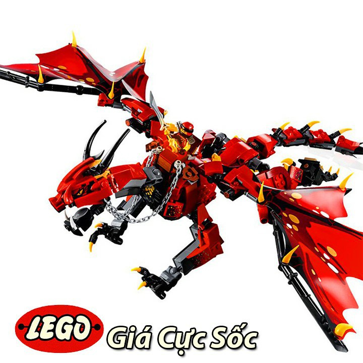 Đồ chơi lắp ráp Ninja 44003 Lắp Ghép Rồng Chúa Đỏ 940 Mảnh