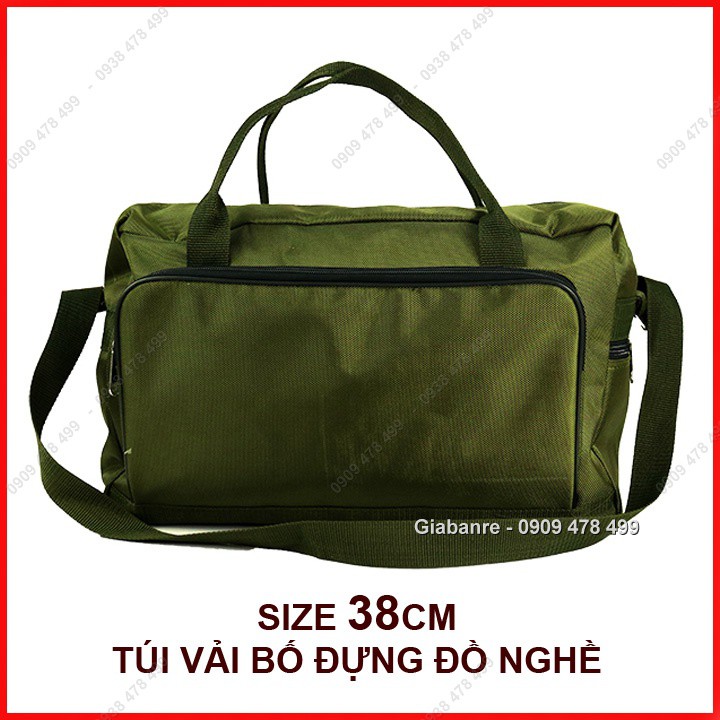 TÚI XÁCH VẢI BỐ XANH LÍNH ĐỰNG ĐỒ NGHỂ - NGANG 38CM HOẶC 42CM - 3253