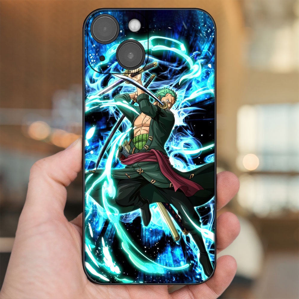 Ốp lưng iPhone 14 dẻo đen cạnh vuông in hình Zoro One Piece