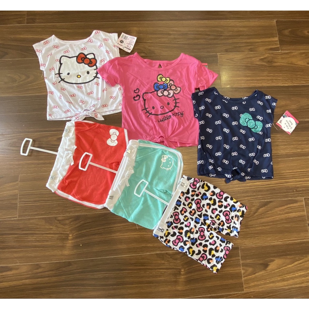Bộ cộc tay bé gái Hello Kitty chất cotton hàng siêu đẹp size 10-40kg