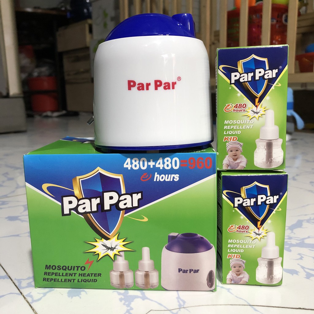 Máy Xông Tinh Dầu Đuổi Muỗi Par Par 960 Giờ - (Máy và 2 Chai Tinh Dầu 480h)