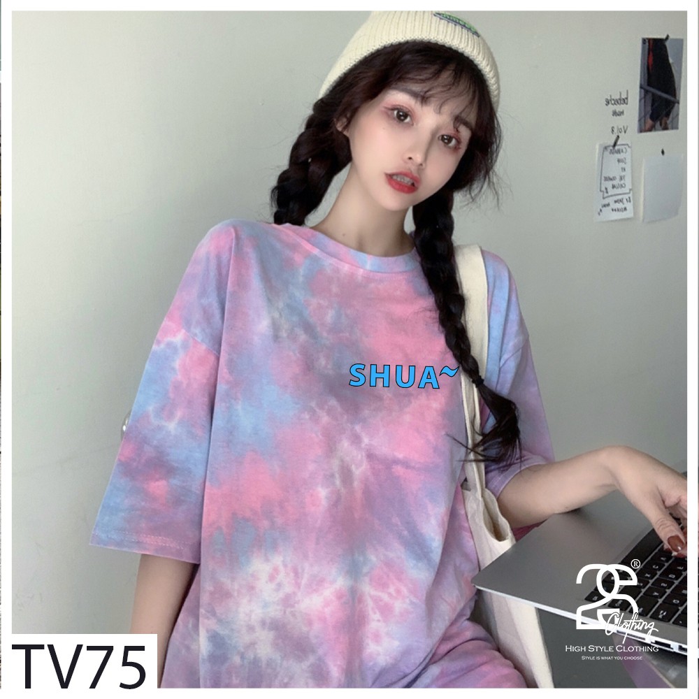 Áo Nam Form Rộng Cổ Tròn Form Rộng 2SClothing Áo Phông Đen Tay Lỡ Streetwwear Oversize Giá Rẻ In Hình Hàn Quốc TV75