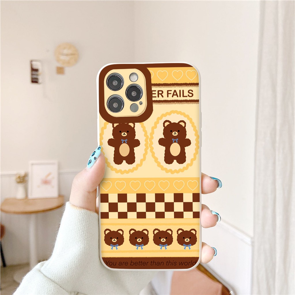 Ốp Iphone màu nâu you are my bear ốp lưng iphone vuông cạnh 13promax 6 6plus 7 plus 8 x xr xsmax 11 promax 12 pro max