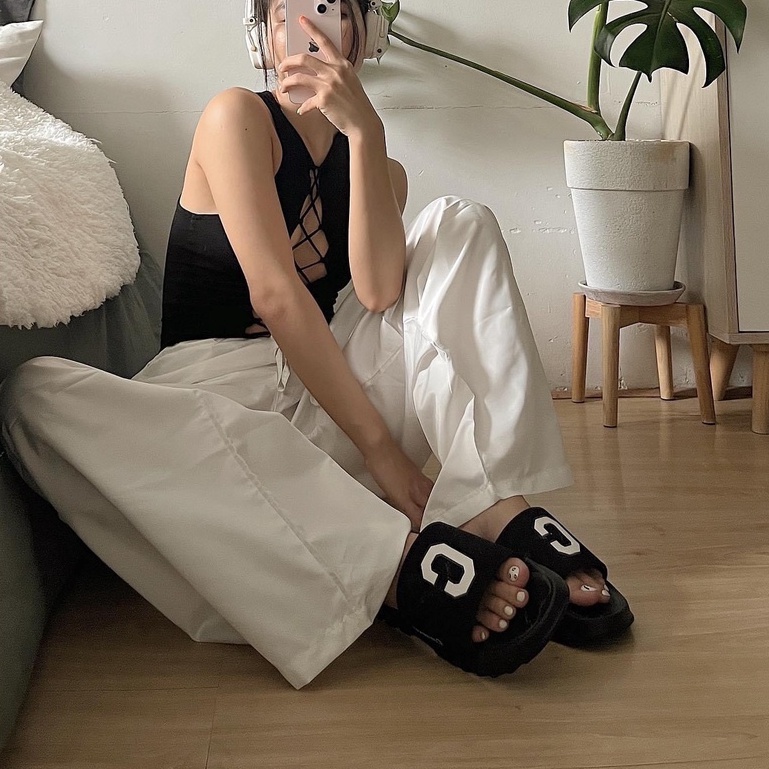 Dép Quai Ngang Nam Nữ Thể Thao Logo Chữ C Phong Cách Thời Trang Cao Cấp COVERNAT TRINH LÊ SHOP GIÀY DÉP