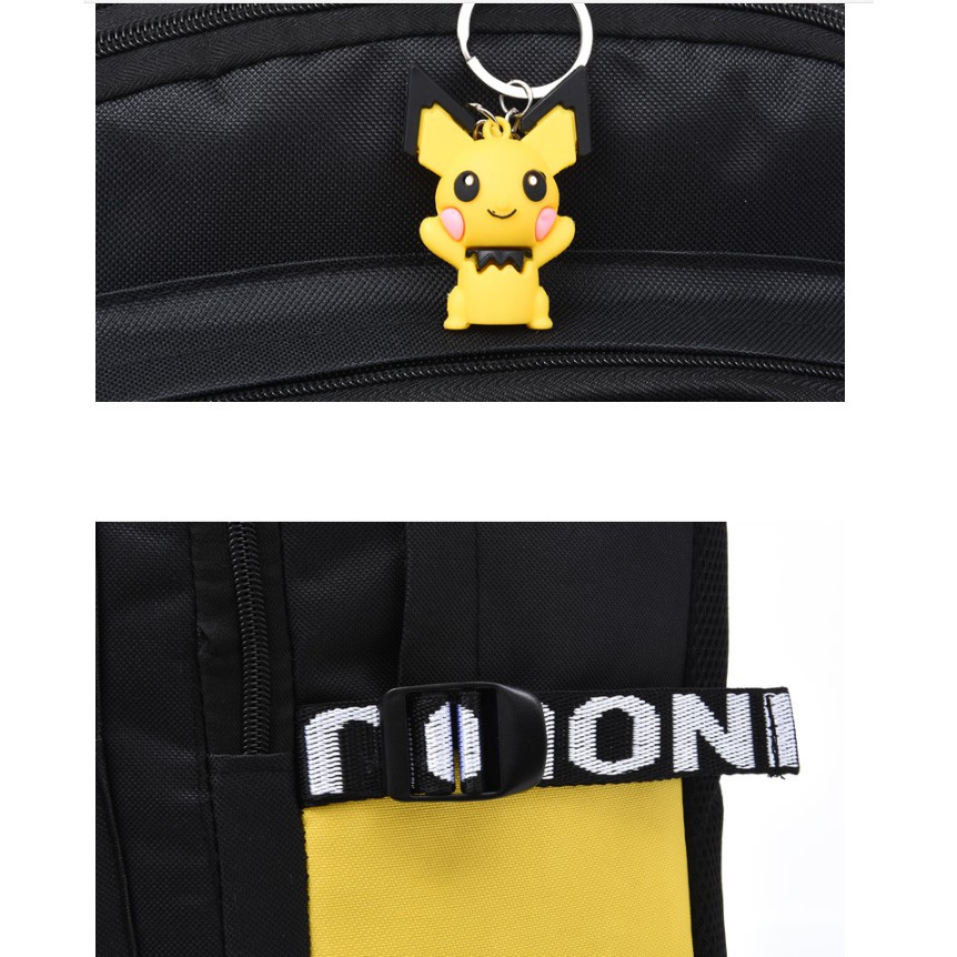 Balo nam nữ đi học thời trang Hót - Balo Pikachu hình dễ thương TẶNG móc khóa PIKACHU, cáp USB, Lỗ cáp tai nghe - BL130