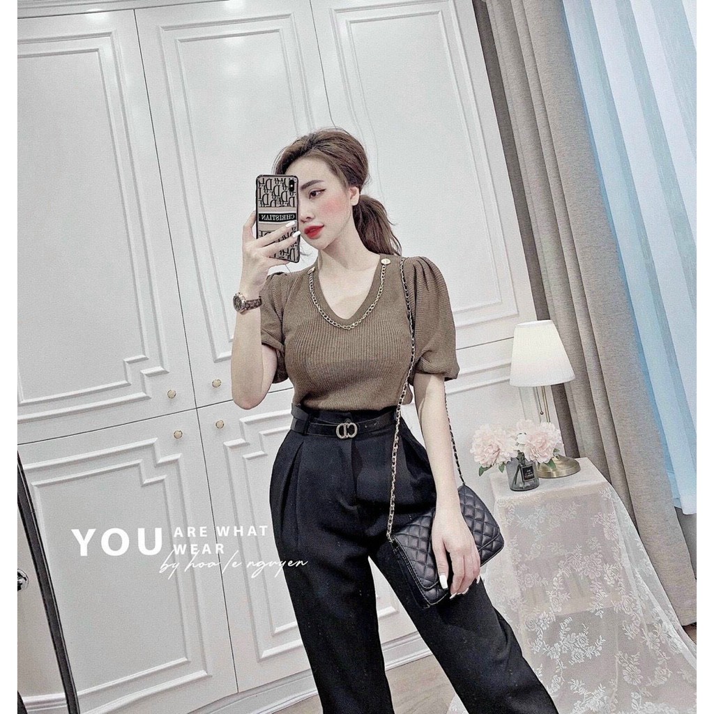 Áo len Mongtoghi tay bồng dáng ngắn siêu xinh | BigBuy360 - bigbuy360.vn