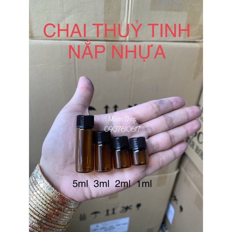 sỉ 100 chai thuỷ tinh nắp nhựa 1ml,2ml,3ml,5ml