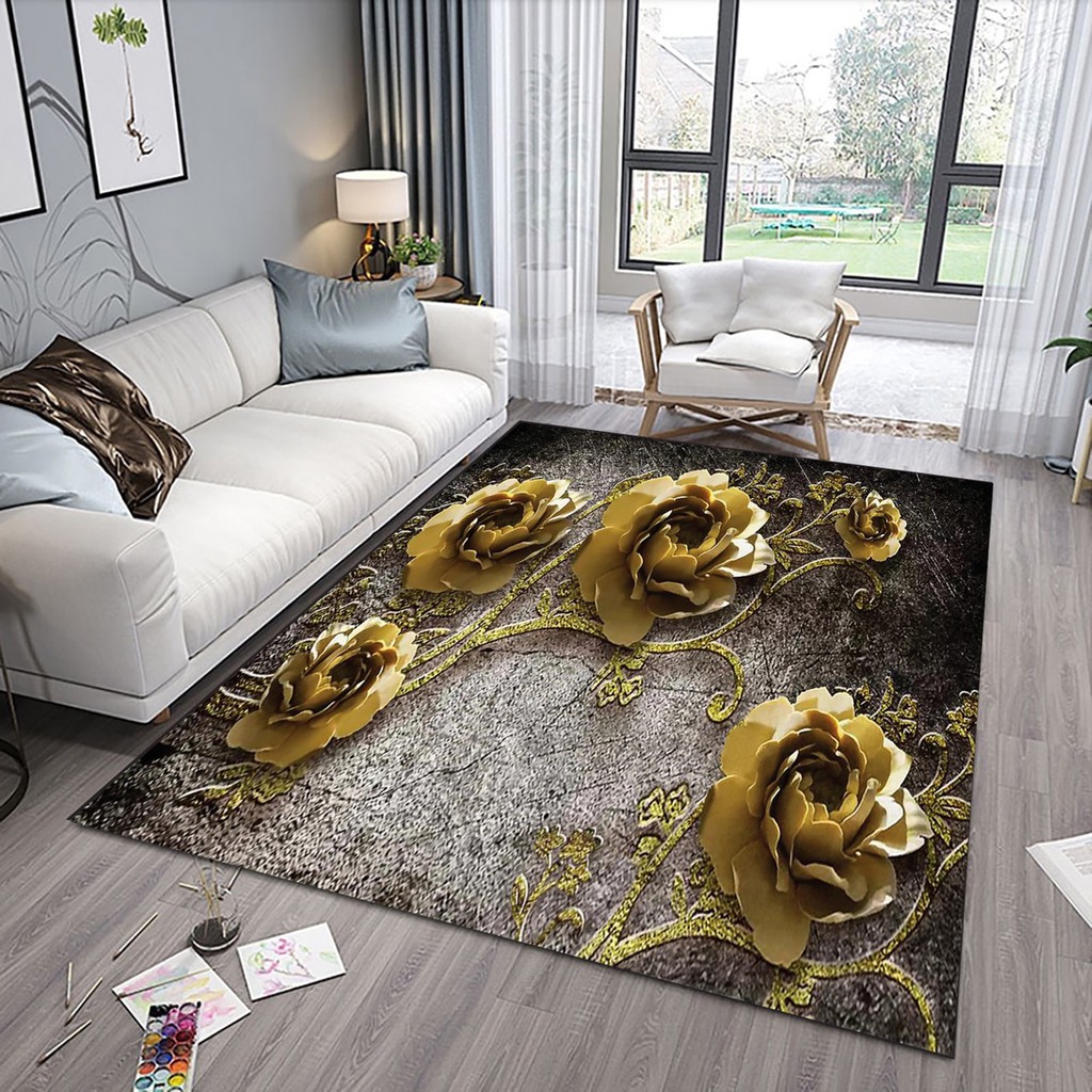 (Tặng 1 móc dán 3D)Thảm trải sàn phòng khách Bali 3D 1m6x2m3 nhiều mẫu mới