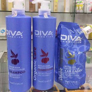 BỘ DẦU GỘI XẢ+HẤP PHỤC HỒI DIVA COLLAGEN REPAIR( GỘI XẢ 750ML / HẤP 500ML)
