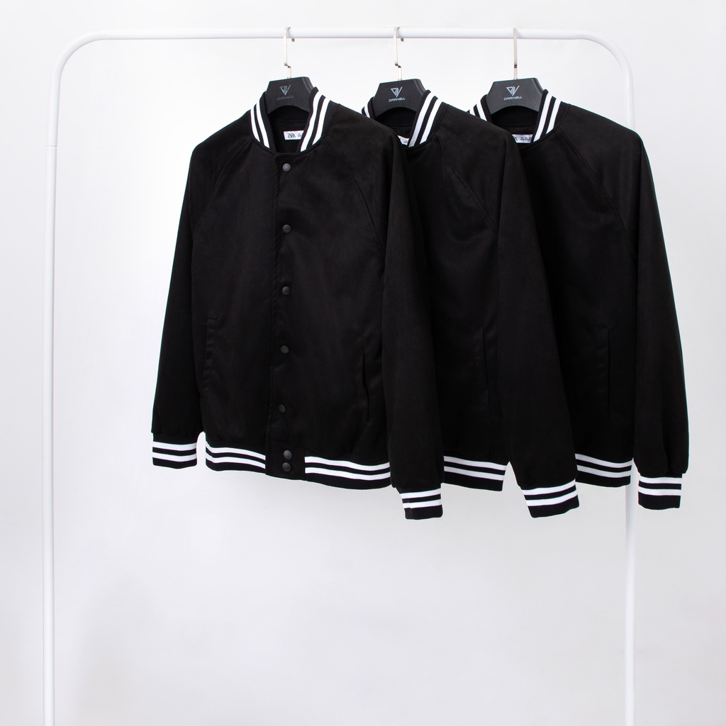 Áo khoác bomber varsity da lộn , dricco