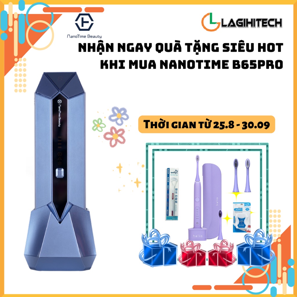Máy triệt lông NanoTime B65Pro trẻ hoá da công nghệ IPL sapphire lạnh pin sạc -Hàng Chính Hãng