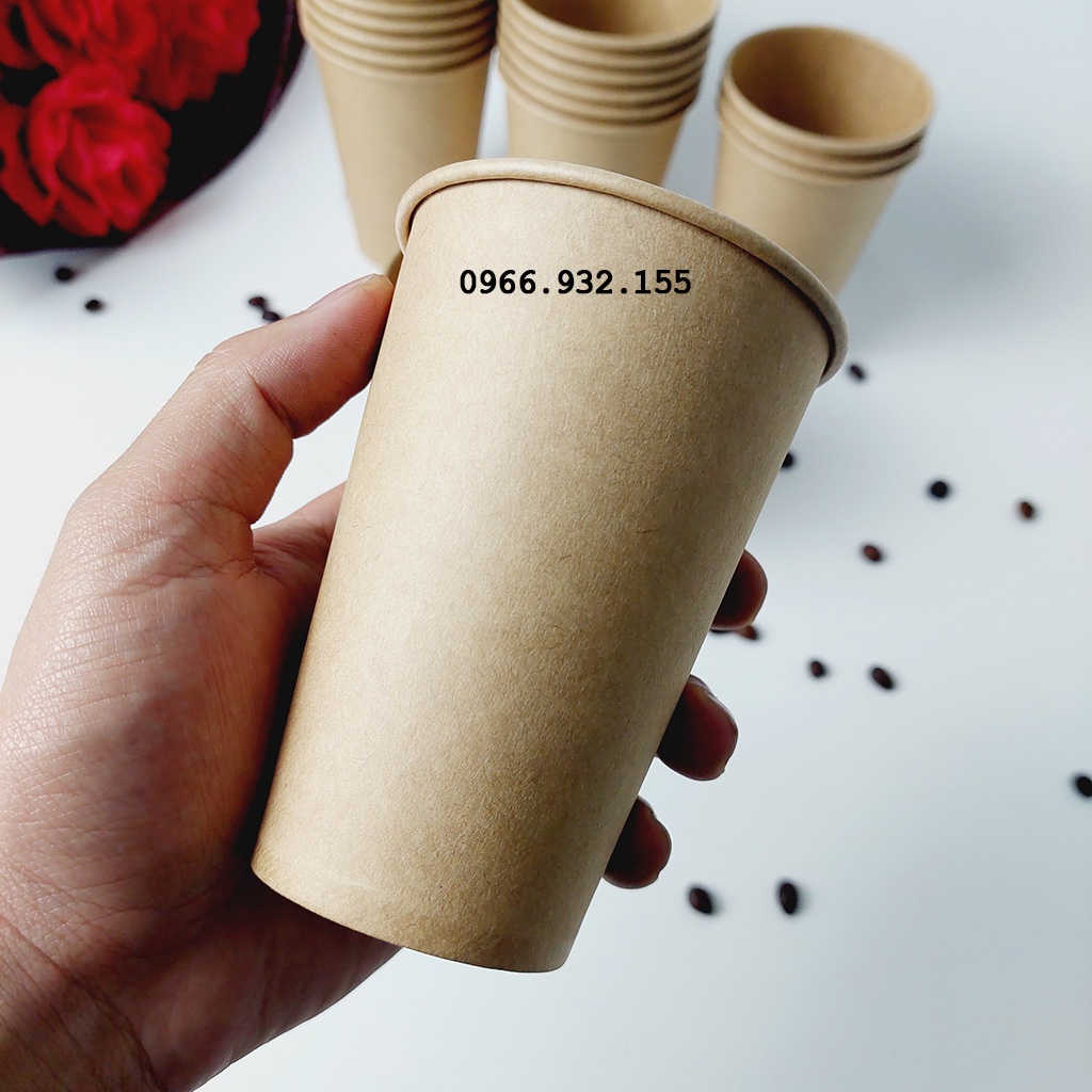 Set 50 cốc giấy nâu 360ml - 12oz ly giấy siêu đẹp NHẬP KHẨU HÀN QUỐC
